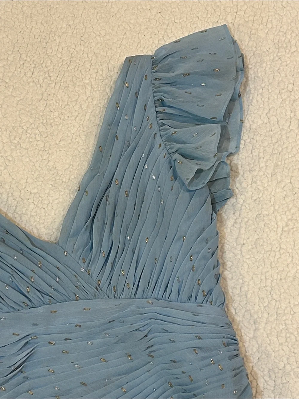 IEENA for Mac Duggal Chiffon Asymmetrical Ruched Gown Flutter Sleeves sz 4 Prom - Picture 5 of 17